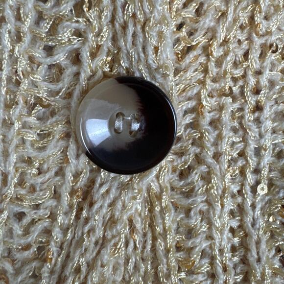 POL women’s Gold Sequined Cardigan Loose Knit Lightweight Button Size L - Picture 7 of 10
